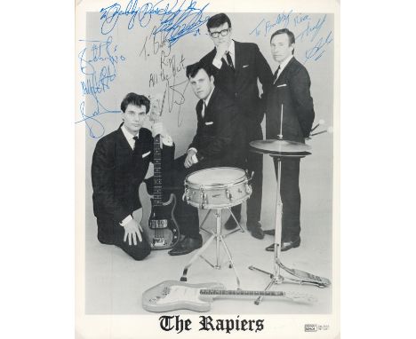 The Rapiers multi signed 10x8 inch vintage black and white promo photo includes the four original band members. Music Autogra