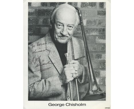 George Chisholm signed 10x8 inch black and white vintage photo. Music Autograph. Good condition. All autographs are genuine h