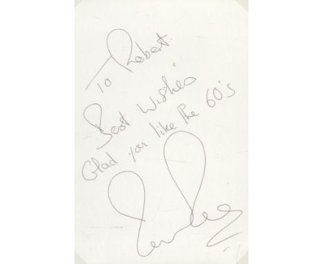 Dave Dee signed 6x4 inch album page dedicated. David John Harman, known professionally as Dave Dee (17 December 1941 - 9 Janu