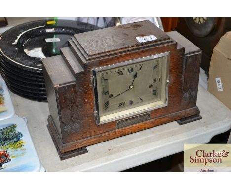 A P.S.Phillips &amp; Co. of Hull Art Deco oak mantel clock presented to Capt. H Stonehouse on his retirement 