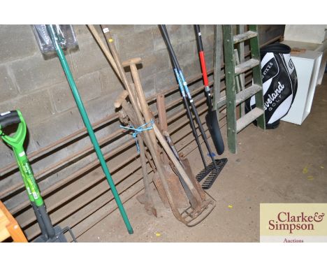 A quantity of long handled tools