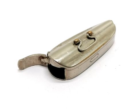 Antique violin case shaped vesta case - 5cm long - has small amount of wear to the plating