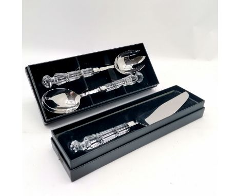 2 x Waterford Crystal boxed salad servers / pie slice - longest box 32cm &amp; in virtually unused condition