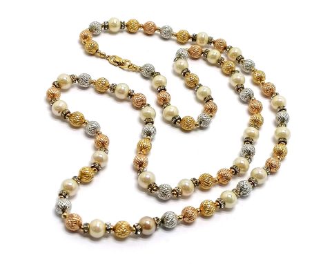 Christian Dior pearl / two tone bead necklace - 86cm - SOLD ON BEHALF OF THE NEW BREAST CANCER UNIT APPEAL YEOVIL HOSPITAL