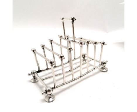 William Hutton EPNS (Magneto plate) antique toastrack in the style of Christopher Dresser - 16.5cm across x 12.5cm high and h