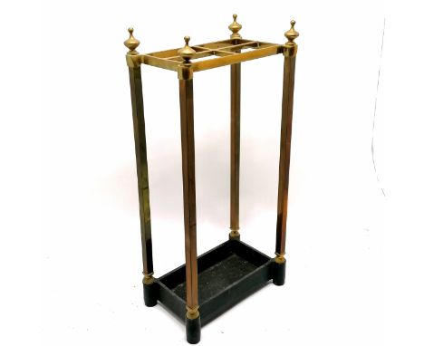 Cast iron and brass stick/umbrella stand 28cm x 17cm x 58cm high - in good used condition