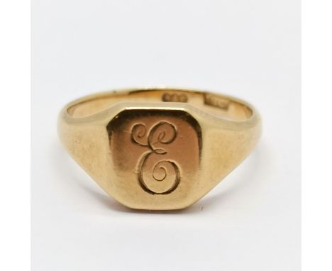 18ct hallmarked gold signet ring - size K½ &amp; 4g