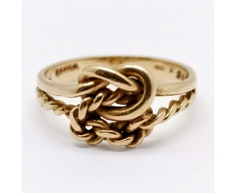 9ct hallmarked gold knot ring - size N &amp; 2.2g