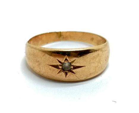 Antique 15ct marked gold white stone set signet ring - size H &amp; 1.4g total weight ~ the shank has been cut - SOLD ON BEHA