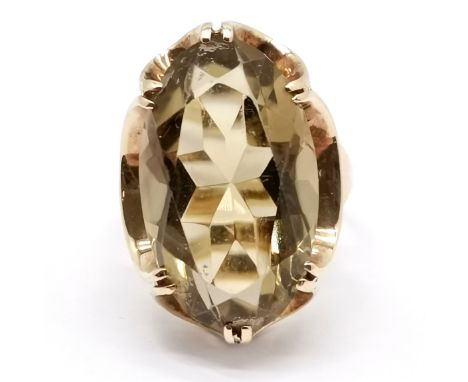 9ct hallmarked gold citrine stone set ring - size O½ &amp; 7g total weight