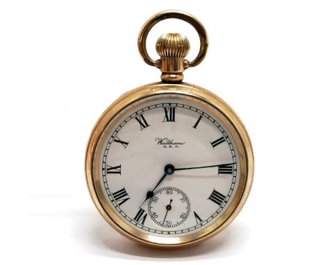 Antique Waltham gold plated mechanical wind pocket watch - 48mm Dennison case ~ running at time of listing BUT WE CANNOT GUAR