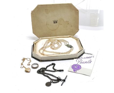 9ct marked gold 40cm neckchain (1.5g) with 9ct gold front &amp; back heart pendant locket, 9ct gold &amp; silver white stone 