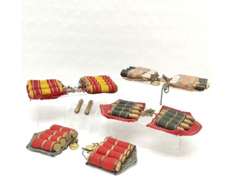 4 x pairs of pre-revolutionary Cossack gazyrs / cloak decorations - yellow/red 13cm x 12cm &amp; all slight a/f