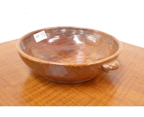 'Mouseman' Yorkshire oak fruit bowl by Robert Thompson of Kilburn, adzed finish, carved with mouse signature, W25cm Condition