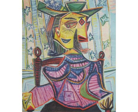 After Pablo Picasso (Spanish 1881-1973): 'Seated Portrait of Dora Maar, 1939', limited edition gouttelette on bamboo No.3/50,