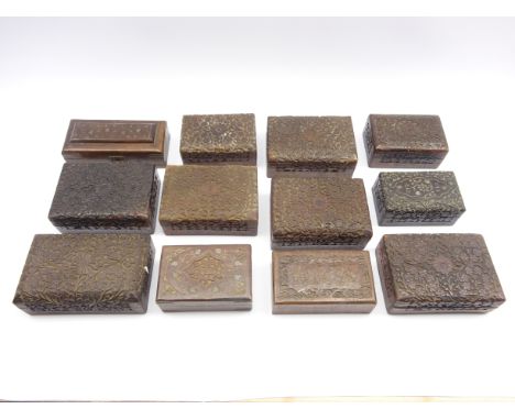 Twelve Eastern carved hardwood trinket boxes  Condition Report & Further Details Click here for further images, condition, au