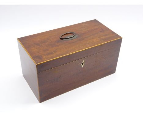 Early 19th Century mahogany tea caddy, the interior with 2 crossbanded covered containers and bowl recess W31cm Condition Rep