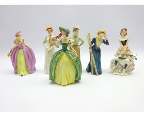 Three Goebel sporting figures, 'On the Fairway', 'River Outing' and Center Court' and 3 other Goebel figures Condition Report
