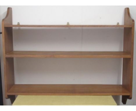 Alan Grainger Acorn Industries of Brandsby - book shelf with three rectangular tiers on shaped supports, W110cm D30cm H91cm