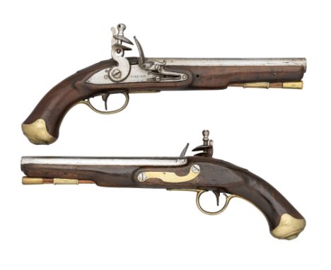 ‡TWO 16 BORE FLINTLOCK LIGHT DRAGOON PISTOLS FOR THE PERCY TENANTRY VOLUNTEERS BY MORTIMER, CIRCA 1800 of regulation type, wi