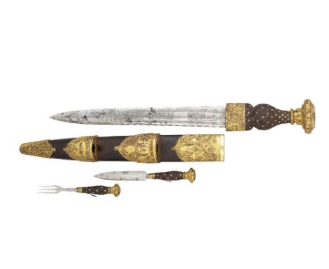 ‡A VICTORIAN OFFICER'S DRESS DIRK OF THE 74TH REGIMENT OF FOOT, CIRCA 1870 with etched fullered blade decorated with the crow