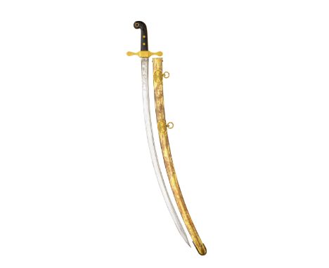 A MAMELUKE-HILTED OFFICER'S SWORD RETAILED BY GILL, PRINCE'S STREET, SOHO, LONDON, EARLY 19TH CENTURY with pipe-backed blade 