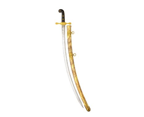 A MAMELUKE-HILTED OFFICER'S SWORD RETAILED BY GILL, PRINCE'S STREET, SOHO, LONDON, EARLY 19TH CENTURY with pipe-backed blade 