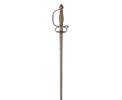 A SMALL-SWORD WITH BLUED IRON HILT, MID-18TH CENTURY AND ANOTHER, 19TH CENTURY the first with tapering blade of flattened-hex