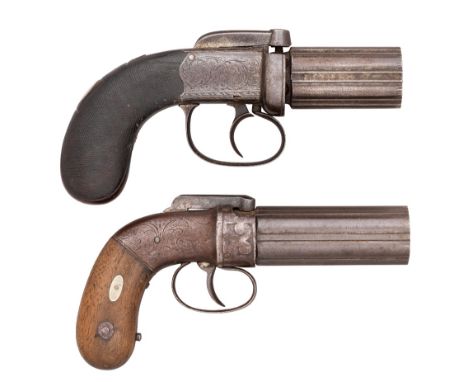 A U.S. ALLEN'S PATENT PERCUSSION PEPPERBOX REVOLVER, CIRCA 1840 AND AN ENGLISH 120 BORE PEPPERBOX REVOLVER, BIRMINGHAM PROOF 