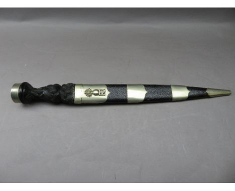 A ROYAL ENGINEERS HIGHLAND DRESS DIRK, 20TH CENTURY with tapering polished blade formed with a notched back-edge, stamped 'Pe