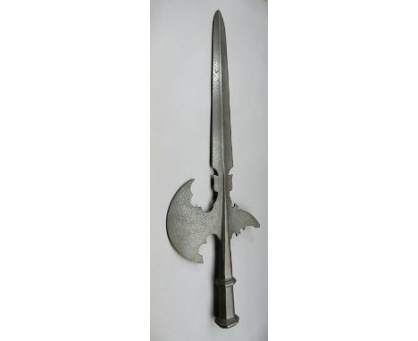 A DECORATED HALBERD IN 16TH CENTURY STYLE, 19TH CENTURY cast in one piece, with rounded axe-blade, tapering terminal blade, r