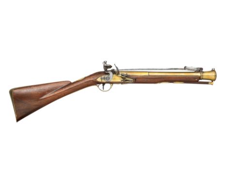 ‡A FINE BRASS-BARRELLED FLINTLOCK BLUNDERBUSS BY H.W.MORTIMER, FLEET STREET, LONDON, CIRCA 1782 with brass barrel formed in t