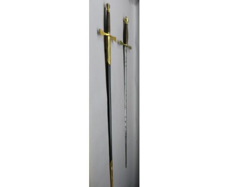 A MASONIC DRESS SWORD RETAILED BY KENNING, LONDON LIVERPOOL &amp; GLASGOW AND A GEORGIAN ROBE SWORD, 19TH CENTURY the first w