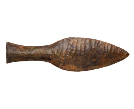 A NEOLITHIC PERIOD FISHTAIL DAGGER, SCANDINAVIAN, CIRCA 2500 BC of type 5 form, with ridged surface 23.5 cm; 9 1/4 in Provena