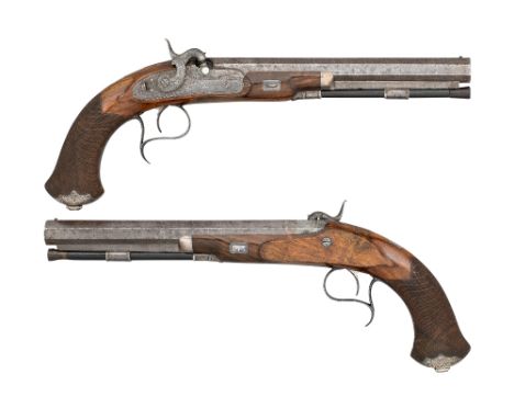 ‡A FINE PAIR OF 40 BORE PERCUSSION DUELLING PISTOLS BY JAMES WILKINSON &amp; SON, PALL MALL, LONDON, NO 4168, FOR 1828 with s