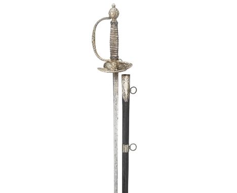 A RARE FRENCH SILVER-HILTED SMALL-SWORD, CIRCA 1780 with slender hollow-triangular blade with traces of a signature at the fo