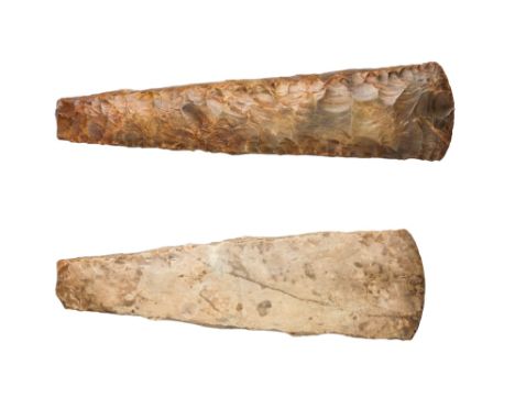 TWO LATE NEOLITHIC PERIOD/EARLY BRONZE AGE AXES, SCANDINAVIAN, CIRCA 2000 BC the first with smooth top and bottom surfaces ta
