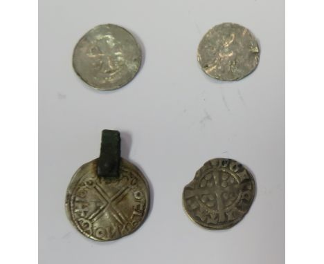 ONE GOLD AND TEN SILVER COINS, VIKING AND OTHER, AND FURTHER JEWELLERY five with punched holes for turning into pendants and 