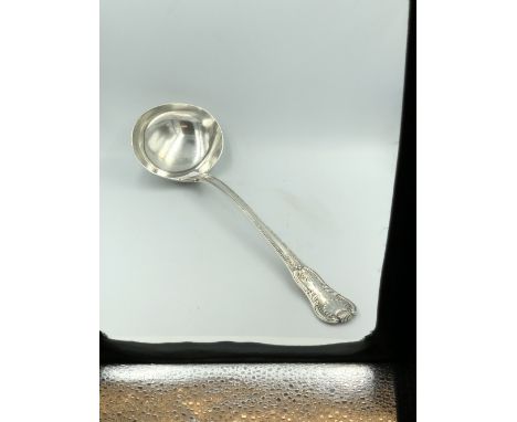 George IV silver Kings pattern silver soup ladle crested by R Twycross Dublin 1827 11.5oz 
