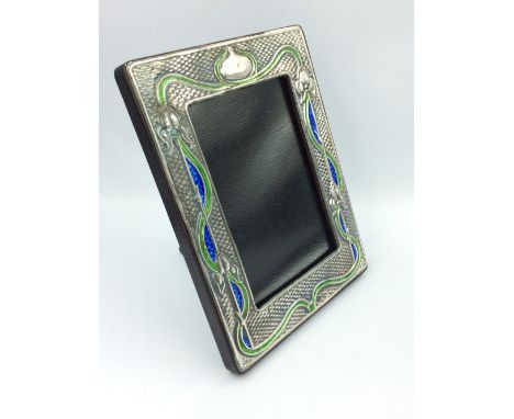 Silver &amp;enamel Tiffany style easel back picture frame 