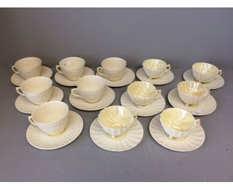 2 Sets of 6 matching Belleek porcelain cups &amp; saucers 