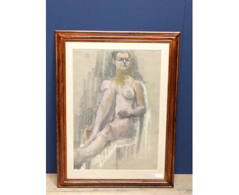 V Hamer early C20th pastel portrait of a seated nude female 58 X 40.5cm 