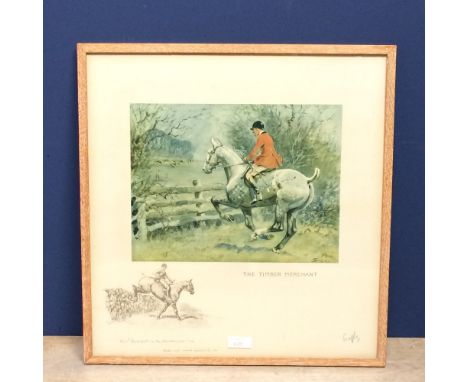 After Snaffles colour print 'The Timber Merchant'  artist printed remarque signed in pencil on mount &amp; snaffles blind sta