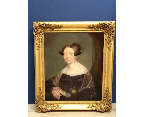 C18th Continental oil on canvas 'Portrait Of A Woman Half Length' Indistinctly signed lower left 75 X 64cmRelined & re stretc