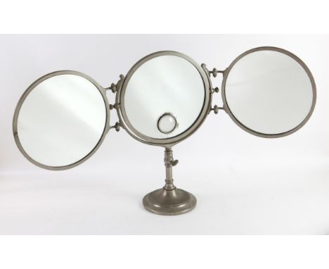 Art Deco Mirophar Brot cast metal triple mirror,42cm high,Condition Report:  ivory coloured backs to the wing mirrors have sh