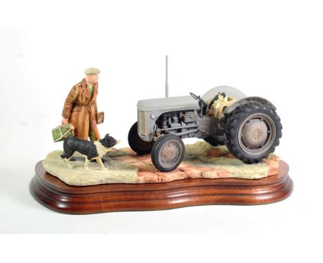 Border Fine Arts 'An Early Start' (Massey Ferguson Tractor), model No. JH91 by Ray Ayres, on wood base, with box.  In good co
