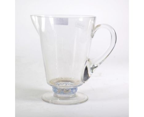 A Lalique glass jug, the stem moulded with birds and etched to base R. LALIQUE, FRANCE