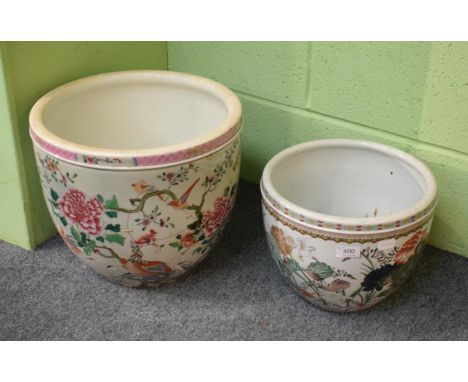 A Chinese famille verte planter together with a Chinese famille rose planter (a.f.) (2)