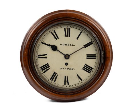 An early 20th century dial clock The hardwood case around a painted dial signed Rowell, Oxford, and with a fusee movement.36c