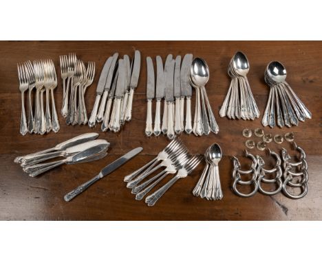 A canteen of silver plated cutlery By Webber &amp; Hill, for eight people. To include large knives and forks, small knives an